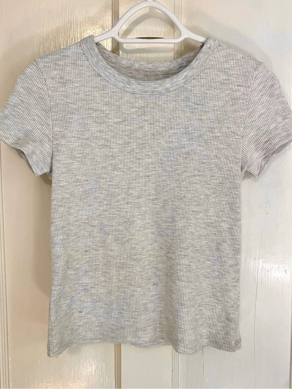 AE Waffle Hey Baby Tee - Light Heather Gray Size S